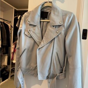 PAIGE Light Gray Leather Jacket